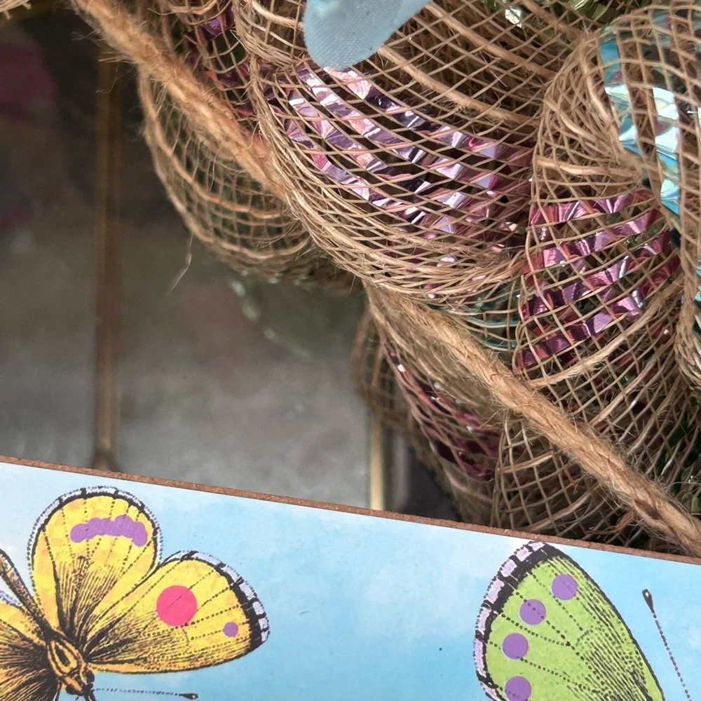 Welcome Butterfly Spring Ribbons Wreath Handmade